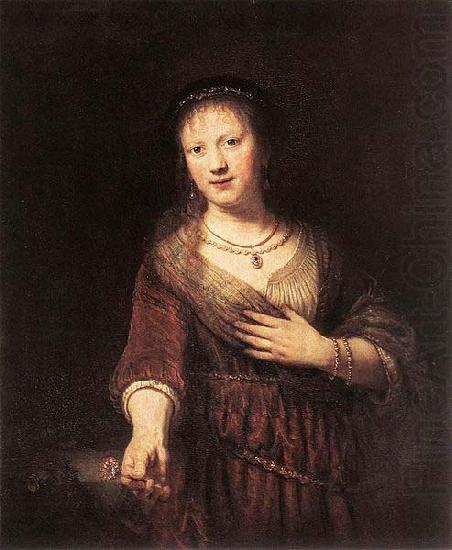 Portrait of Saskia with a Flower, Rembrandt van rijn